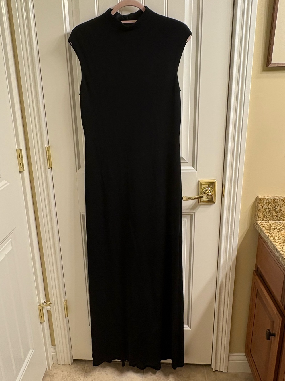 David Meister Womens 10 Black Jersey Knit Long Maxi Evening Gown Dress Sleeveles